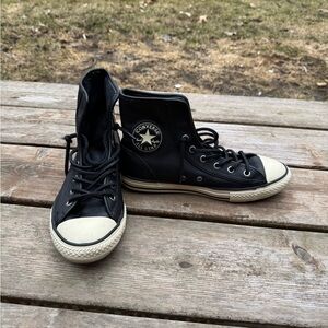 Leather Converse Black High-Top Sneakers